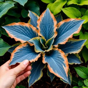 Хоста Океан Вью купить по цене от 960р. в интернет-магазине «Посадика» с доставкой почтой в в Нефтеюганске и по всей России – [изображение №1].